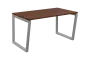 SEK-V - 14 stůl kancelářský, kovová podnož stříbrná, deska 25 mm, široký 1400 mm, ořech královský